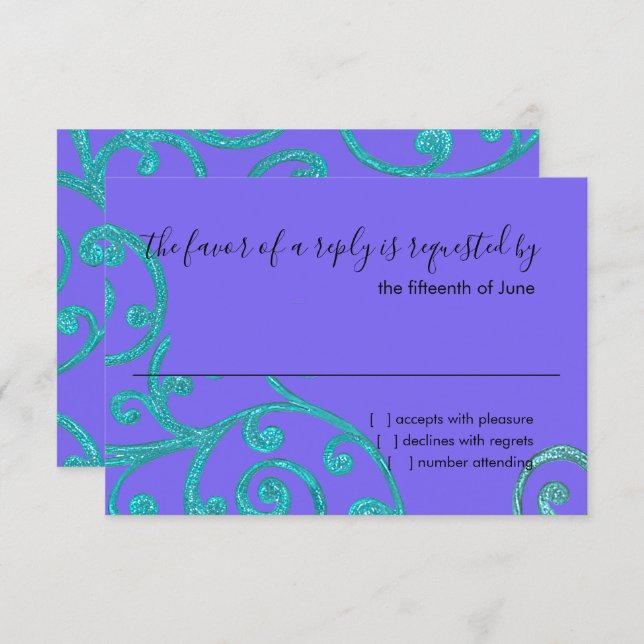 RSVP patrón de desplazamiento de tarjeta Aqua (Anverso / Reverso)