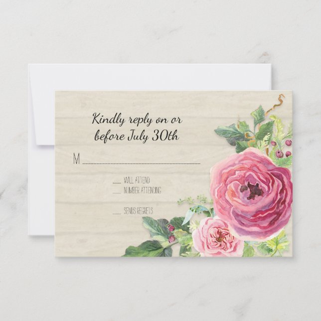 RSVP Peony Rosa Rustic Farm Wood BOHO (Anverso)