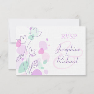 RSVP Pétalos de flores gráficas modernas boda púrp