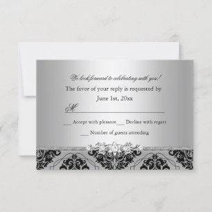 RSVP Plata y Negro Damask Joya