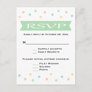 RSVP Polka Dot Mint Green & White Boda - Menú