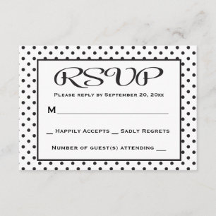 RSVP Polka Dot Negro Y Blanco Boda / Fiesta