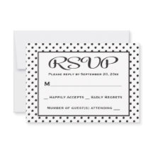RSVP Polka Dot Negro Y Blanco Boda / Fiesta