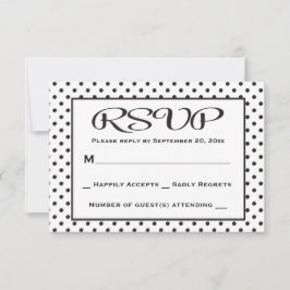 RSVP Polka Dot Negro Y Blanco Boda / Fiesta
