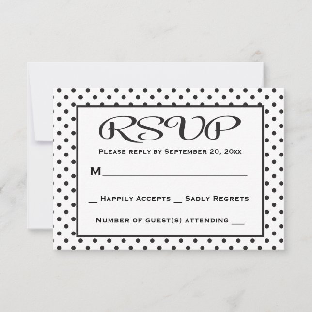 RSVP Polka Dot Negro Y Blanco Boda / Fiesta (Anverso)