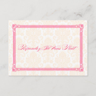 RSVP Poster de boda rosa y Naranja Damask
