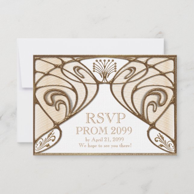 RSVP PROM, Gran Gatsby, dorado sobre blanco (Anverso)