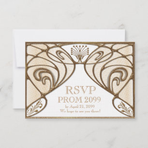 RSVP PROM, Gran Gatsby, dorado sobre blanco