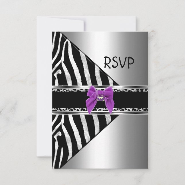 RSVP Púrpura Plata Leopardo de cebra negro (Anverso)