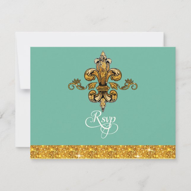 RSVP Purpurina Faux Gold Black Formal Fleur de Lis (Anverso)