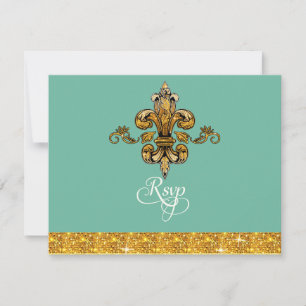 RSVP Purpurina Faux Gold Black Formal Fleur de Lis