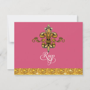 RSVP Purpurina Faux Gold Black Formal Fleur de Lis