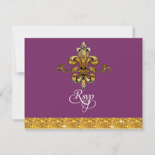 RSVP Purpurina Faux Gold Black Formal Fleur de Lis