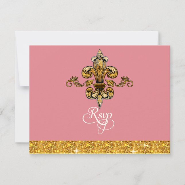 RSVP Purpurina Faux Gold Black Formal Fleur de Lis (Anverso)