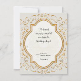 RSVP Quatrefoil Frame Script Swirl Gold Purpurina