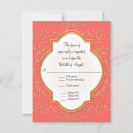 RSVP Quatrefoil Frame Script Swirl Gold Purpurina