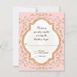 RSVP Quatrefoil Frame Script Swirl Gold Purpurina