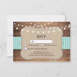 RSVP que casa las tarjetas ligeras de madera del