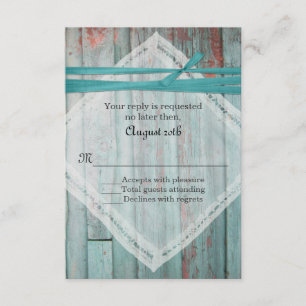 RSVP que se casa de madera pintado turquesa