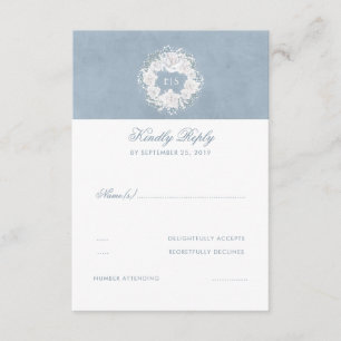 RSVP que se casa floral azul y blanco polvoriento