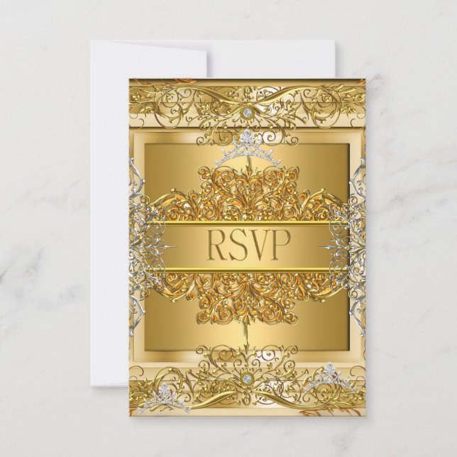 RSVP Quinceañera 15th Birthday Gold (Anverso)