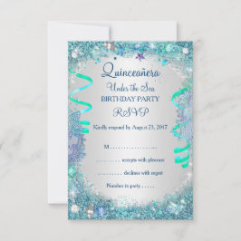 RSVP Quinceañera Cumpleaños 15 Azul Bajo El Mar