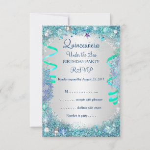 RSVP Quinceañera Cumpleaños 15 Azul Bajo El Mar