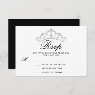 RSVP Quinceañera de color blanco negro