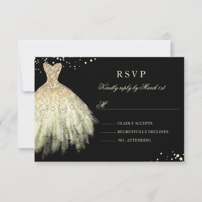 RSVP Quinceanera de vestir de oro negro (Anverso)