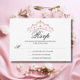 RSVP Quinceañera española blanca rosa