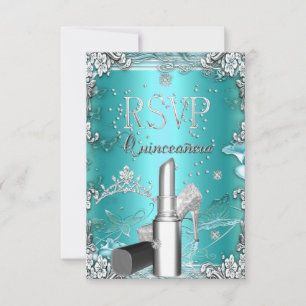 RSVP Quinceanera Fiesta Verde azulado Tiara Lipsti