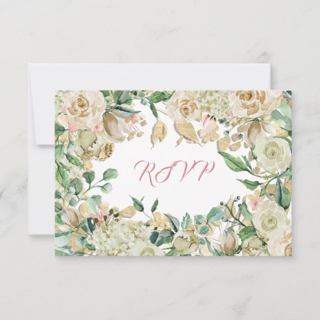 RSVP Rama de rosas blancas Verde azuladas (Anverso)