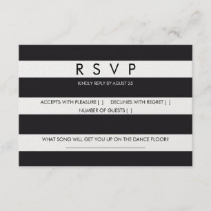 RSVP rayas boda blanco negro papel de papel