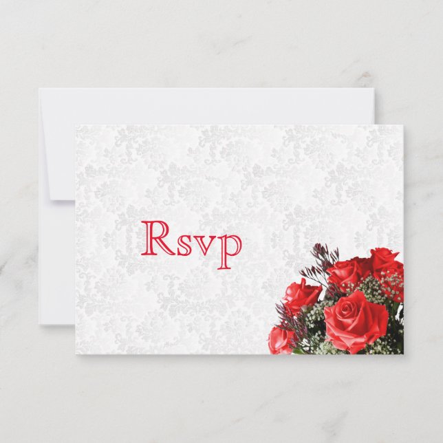 RSVP Red Rose Floral Boda (Anverso)