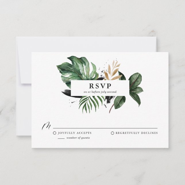 RSVP Relieve metalizado dorado de casamiento de ho (Anverso)