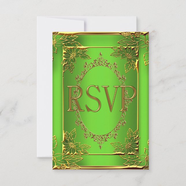 RSVP Reply Birday Party Lime Gold (Anverso)