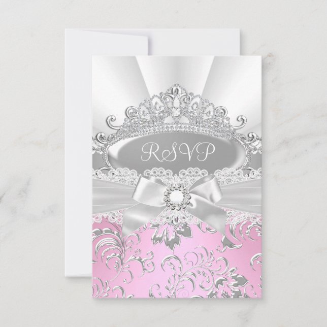 RSVP Responder a Bonito Tiara & Bow Pink Quinceañe (Anverso)