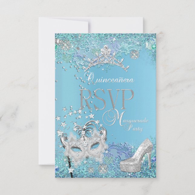 RSVP Responder Masquerade Quinceanera Blue Tiara S (Anverso)