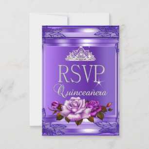 RSVP Responder Quinceanera 15 Fiestas rosas púrpur