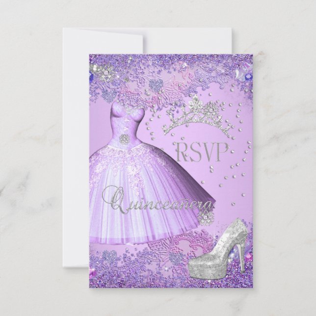 RSVP Responder Quinceanera Purple Tiara Vestido za (Anverso)