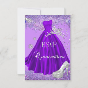 RSVP Responder Quinceanera Purple Tiara Vestido za