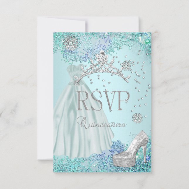 RSVP Responder Quinceanera Suave Vestido Verde azu (Anverso)