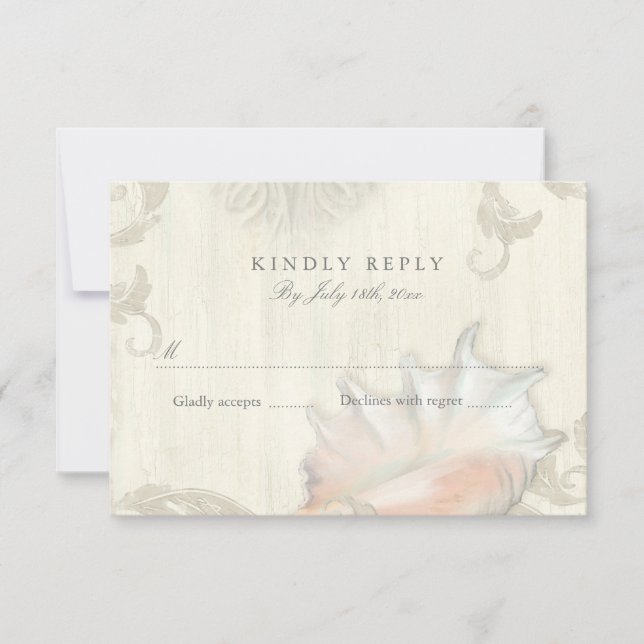RSVP Response Beach Seashell Conch Shell Wooh (Anverso)