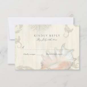 RSVP Response Beach Seashell Conch Shell Wooh