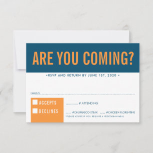 RSVP RESPONSE divertido bloqueo negrita naranja az
