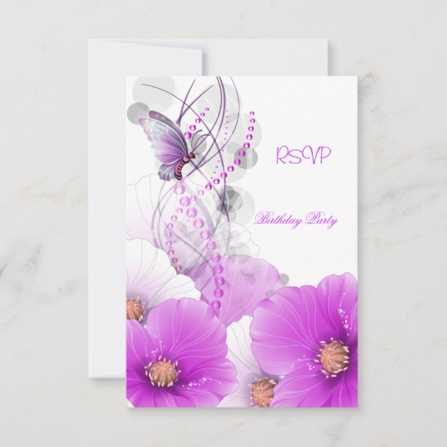 RSVP Respuesta Bonito Floral Lilac Mariposa Blanca (Anverso)
