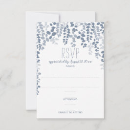 RSVP / respuesta de boda floral rústica (azul polv