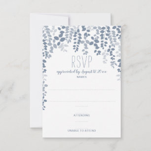 RSVP / respuesta de boda floral rústica (azul polv