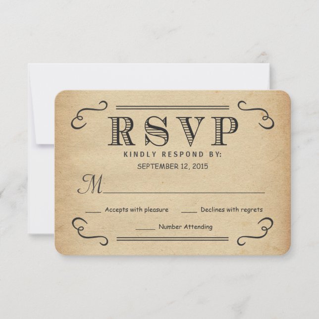 RSVP Respuesta de Boda Rústica de la tipografía de (Anverso)
