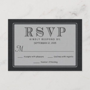 RSVP Respuesta de Boda Rústico de Burlap Negro